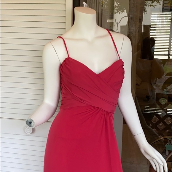 Amsale jersey bridesmaid dress g675J in poppy - Picture 3 of 8